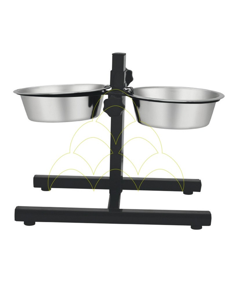 Double Dogs Feeder With Adjustable Support - 1,8L - Stainless Steel Double Dogs Feeder With Adjustable Support - 1,8L - Stainless Steel