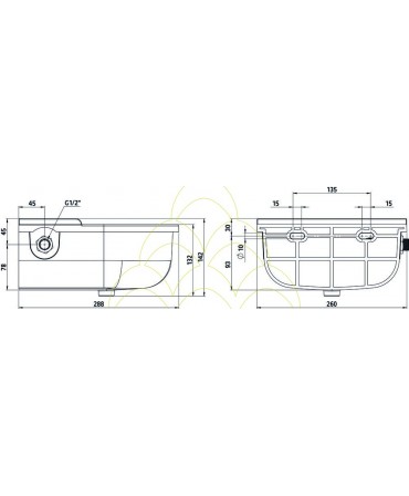 Automatic Drinker - High Capacity - Plastic: Technical drawing