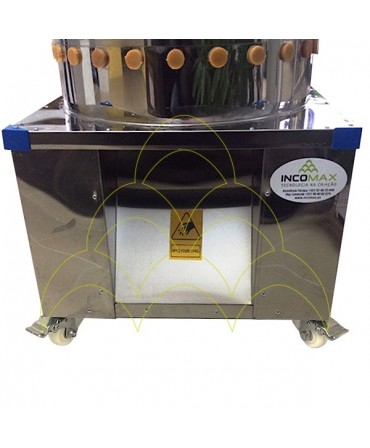 Wet Plucking Drum 45 Machine - 750W - With Wheels: Feathers front outlet