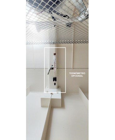 Bird Brooder Cosmo: Internal view; with analog thermometer