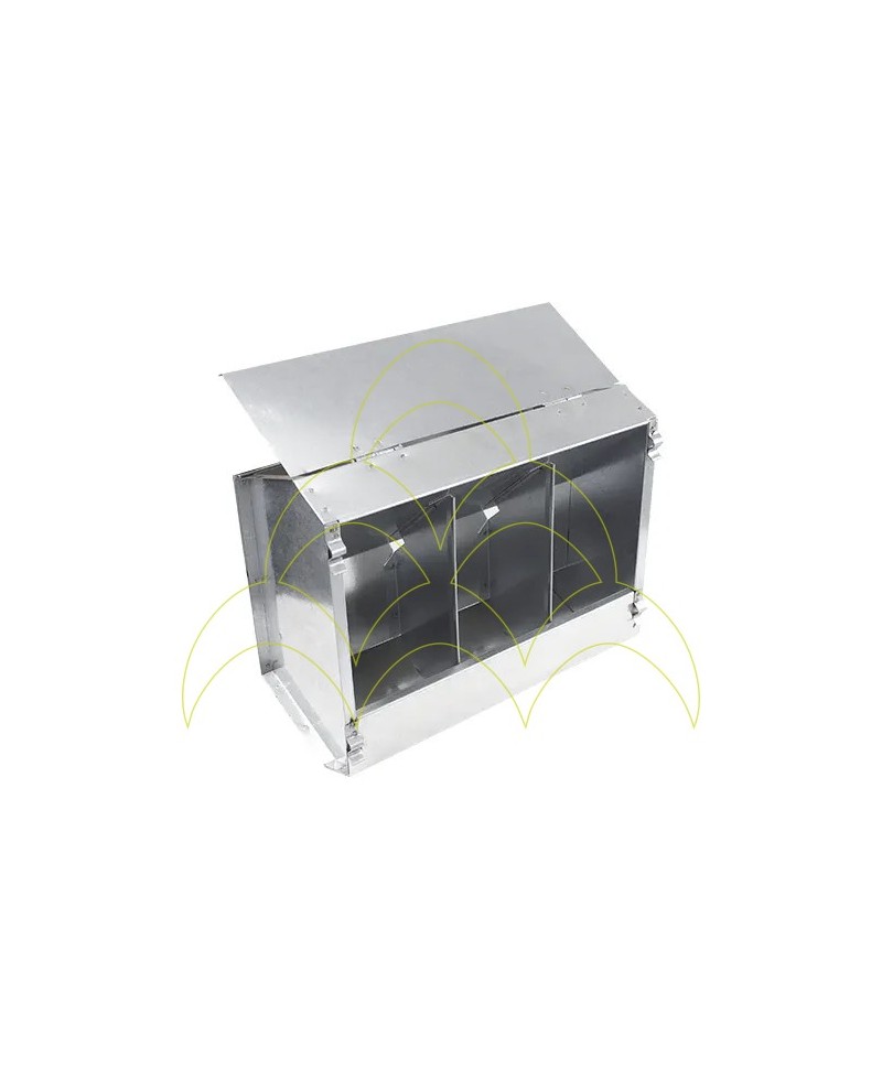 Feeder - 3 Compartments 1+1+1kg - With Lid - Galvanized