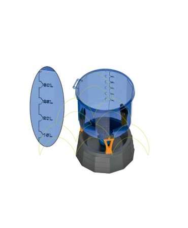 Drinker Silo - 45L - Translucent Plastic: Graduated tank both in gallons and liters Drinker Silo - 45L - Translucent Plastic: Graduated tank both in gallons and liters