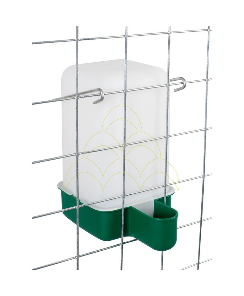 Manual Bottle Drinker - 1L: Mounted on the wire mesh with fixing bracket