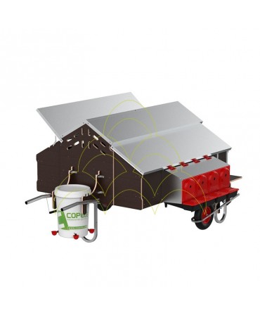 Chicken Caravan "Free-Range" - With Wheels - 1,5x1,8m: From the drinkers side view