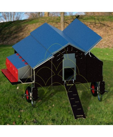 Galinheiro Móvel "Free Range" - Com Rodas - 1,5x1,8m: No campo ao ar livre