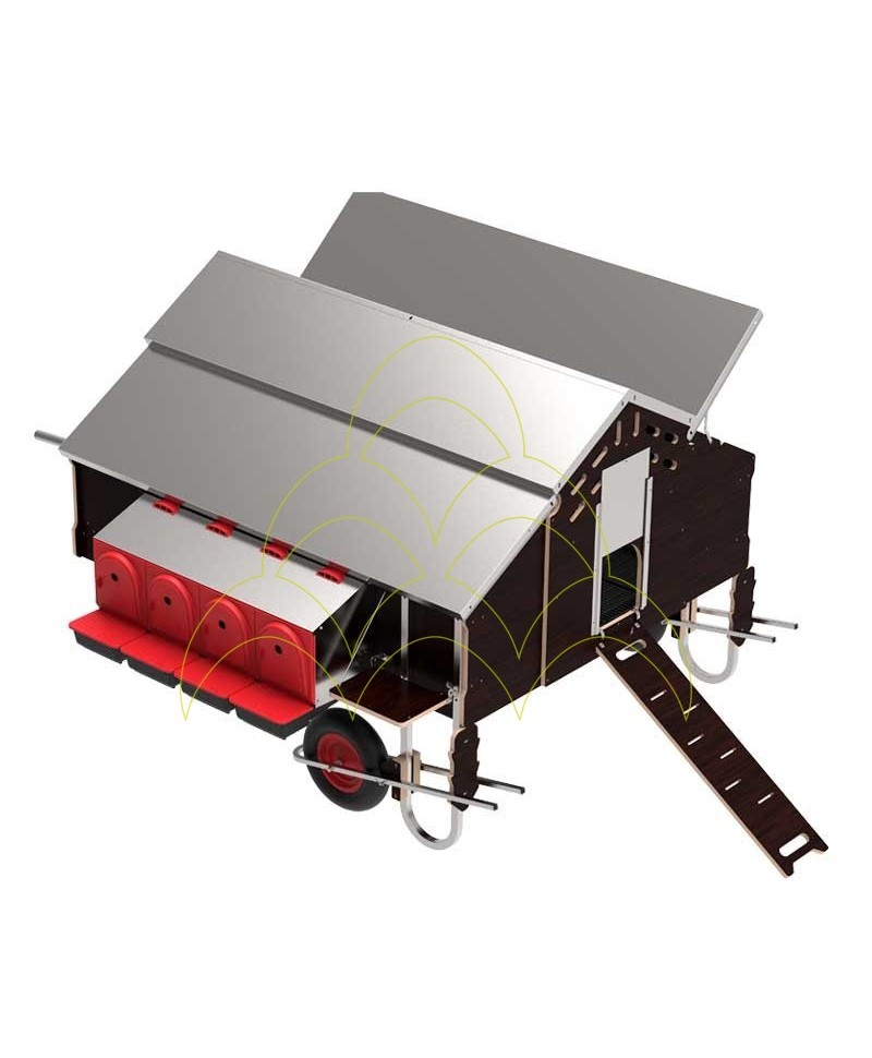 Chicken Caravan "Free-Range" - With Wheels - 1,5x1,8m: Entrance side view Chicken Caravan "Free-Range" - With Wheels - 1,5x1,8m: Entrance side view
